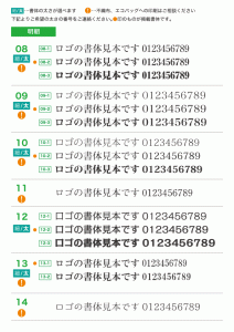 明朝体ウェイト一覧